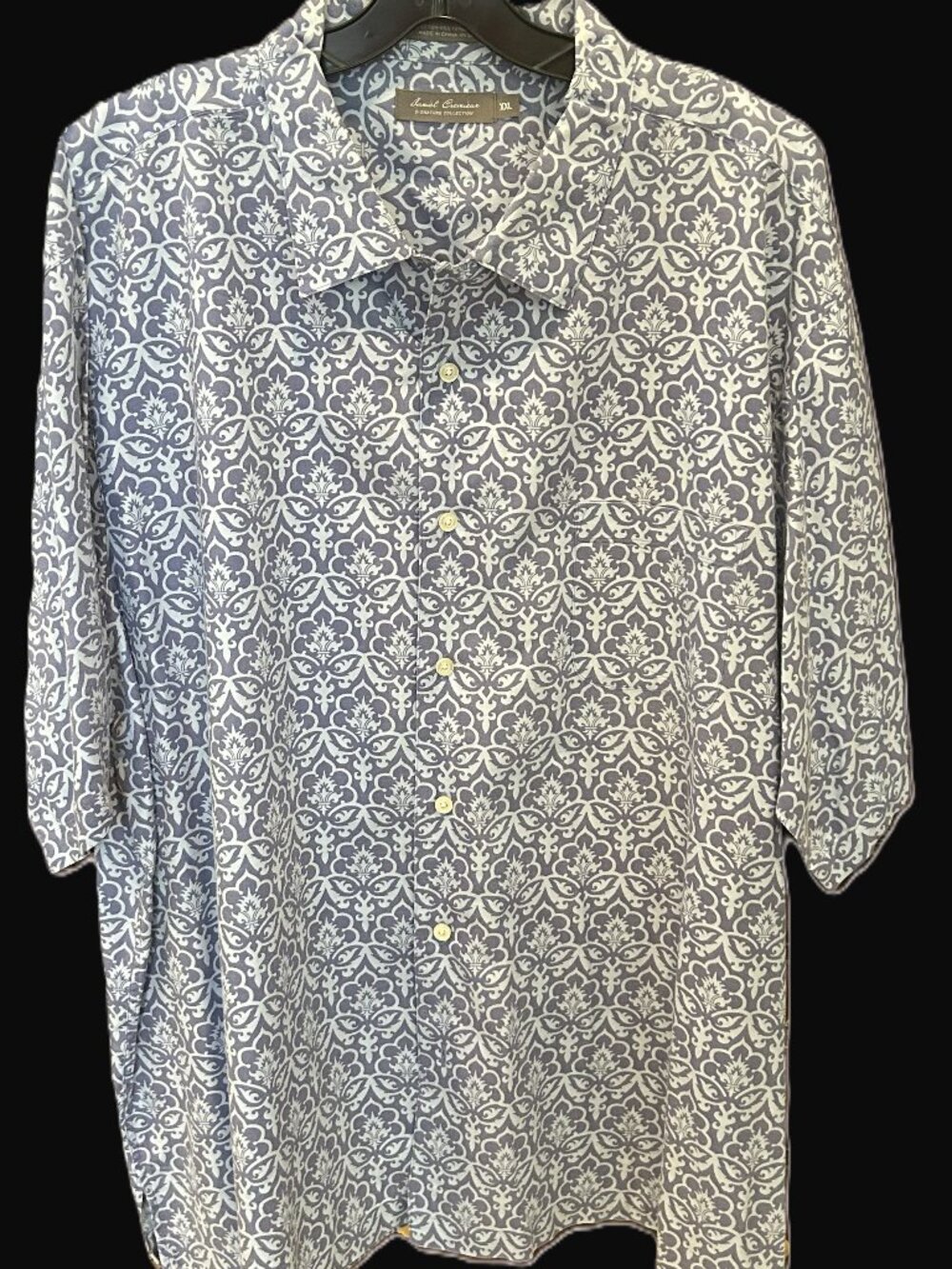 Daniel Cremieux Signature Label Damask Print Short Sleeve Camp Shirt 2XL